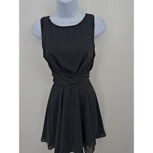 1980s 1990s Vintage All That JazzBlack  polka dot Skater‎ Dress  S